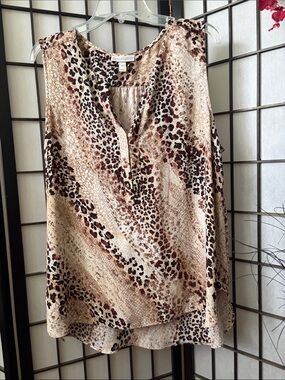 Dana Buchman Animal Spotprint Blouse in Cream, Brown & Black